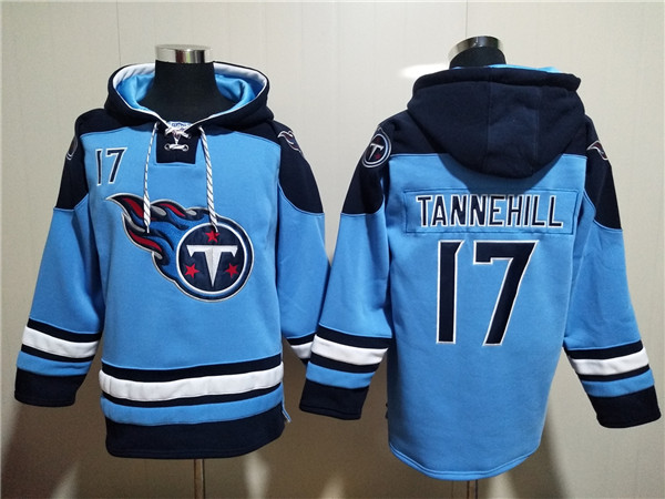 Men's Tennessee Titans Customized Blue Lace-Up Pullover Hoodie